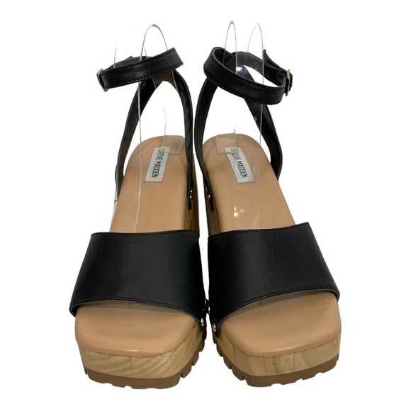 Steve madden Ocala Platform Wooden Sandals Black Size 10 - Picture 4 of 11